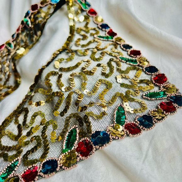 Handmade Vintage sequined collar made in Belgium Like New!! - Picture 3 of 11